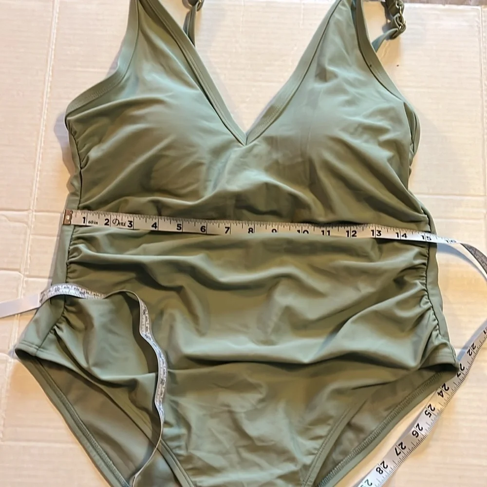 NWT-Kona Sol-16W--greenV-neck, cheeky, adjustable straps, one piece swimsuit. - Picture 12 of 12